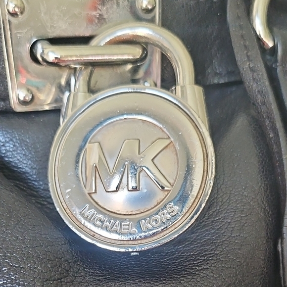 Michael Kors Black Leather Shoulder Bag with Silver Accents - Picture 2 of 7